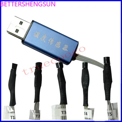 

Temperature sensor Temperature sensor module USB connection 5 DS18B20 chips to measure temperature