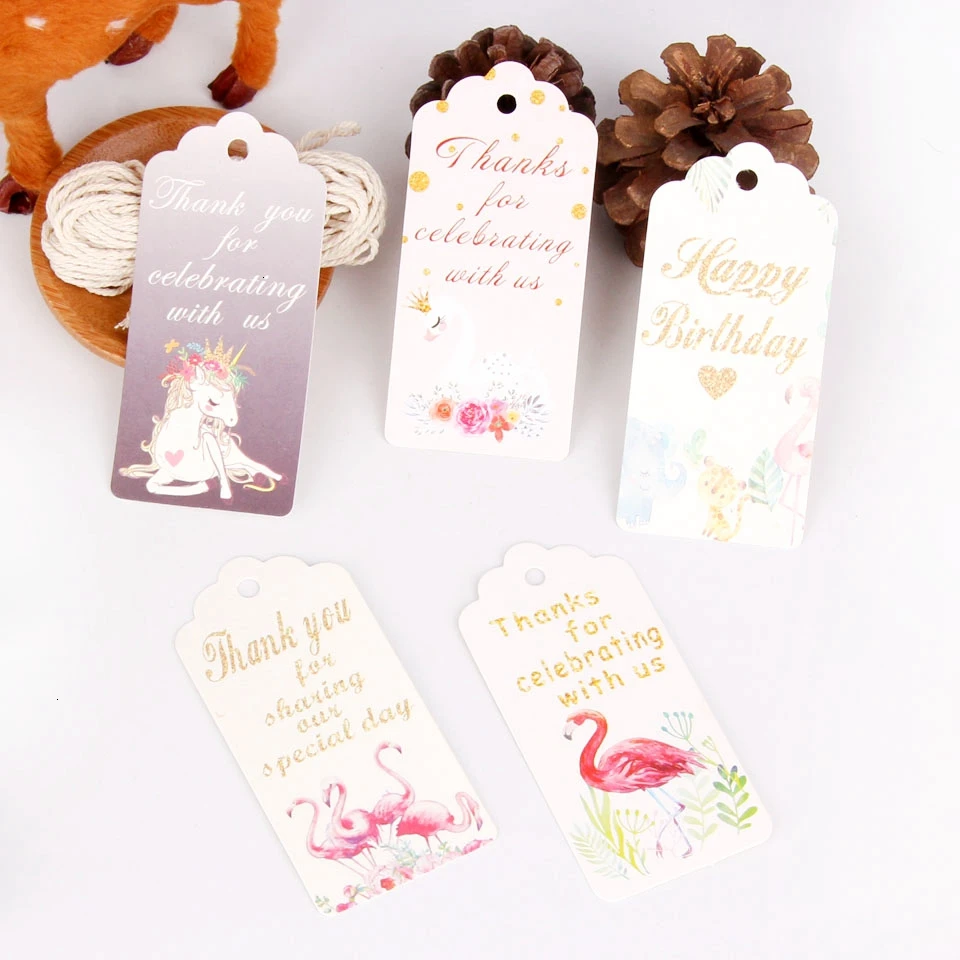 50 шт фламинго и единорог бумага DIY ремесло Висячие бирки для счастливого дня