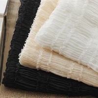 new stretch chiffon stripe wrinkle hook embroidered fabric micro transparent tulle fabric for wedding dress apparel fabric