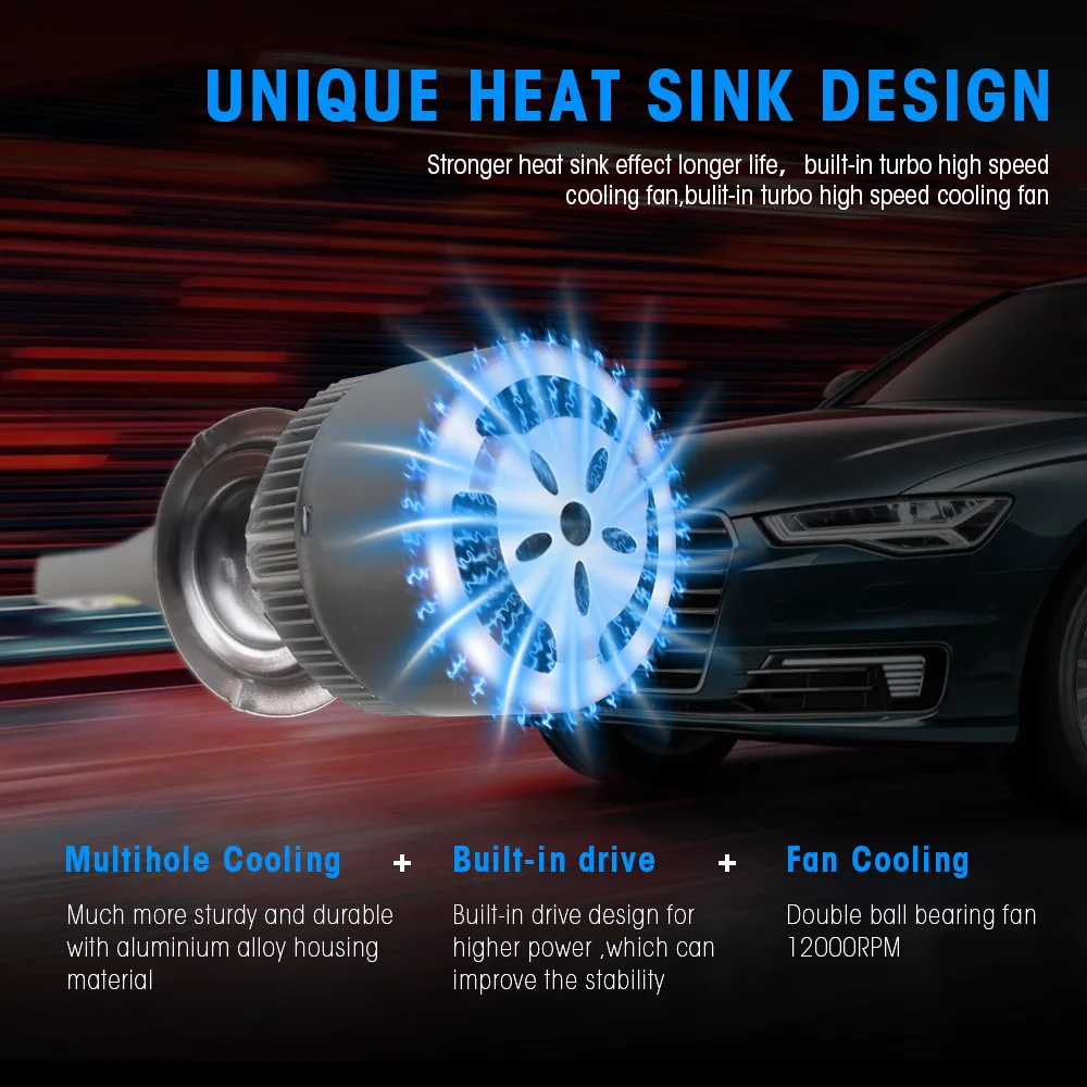 C6 H1 H3 Автомобильный светодиодный фары для H7 Автомобильные H4 880 H11 HB3 9005 HB4 9006 H13 6000K 72W