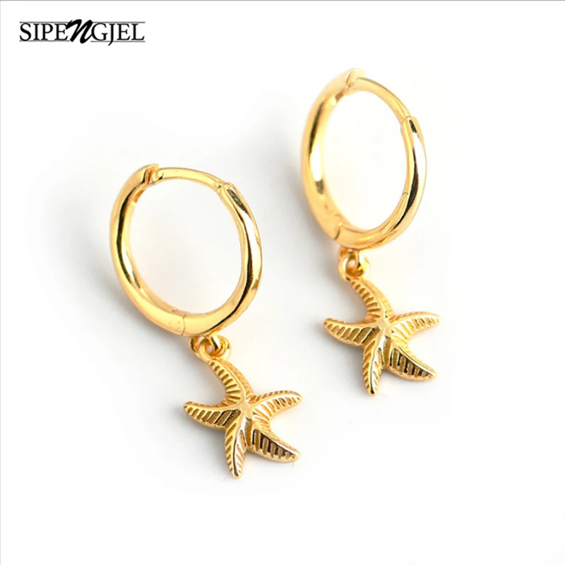 

SIPENGJEL Fashion Geometric Smooth Vintage France Earrings For Women Dangle Small Hoop Huggie Earrings Pendientes Mujer Moda