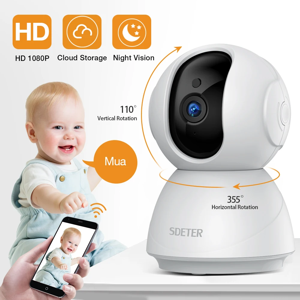 Видеоняня с функцией ночного видения Wi Fi 1080P|Камеры видеонаблюдения| |