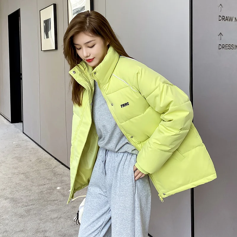 Women Clothing Winter Oversized Jacket Fashion Solid Stand Collar Thick Warm Padded Coat Casual Winter Outwear Jacket Parkas