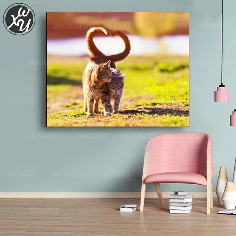 Кот с кудрявым хвостом алмазная живопись для взрослых 5D милая фотография вышивка