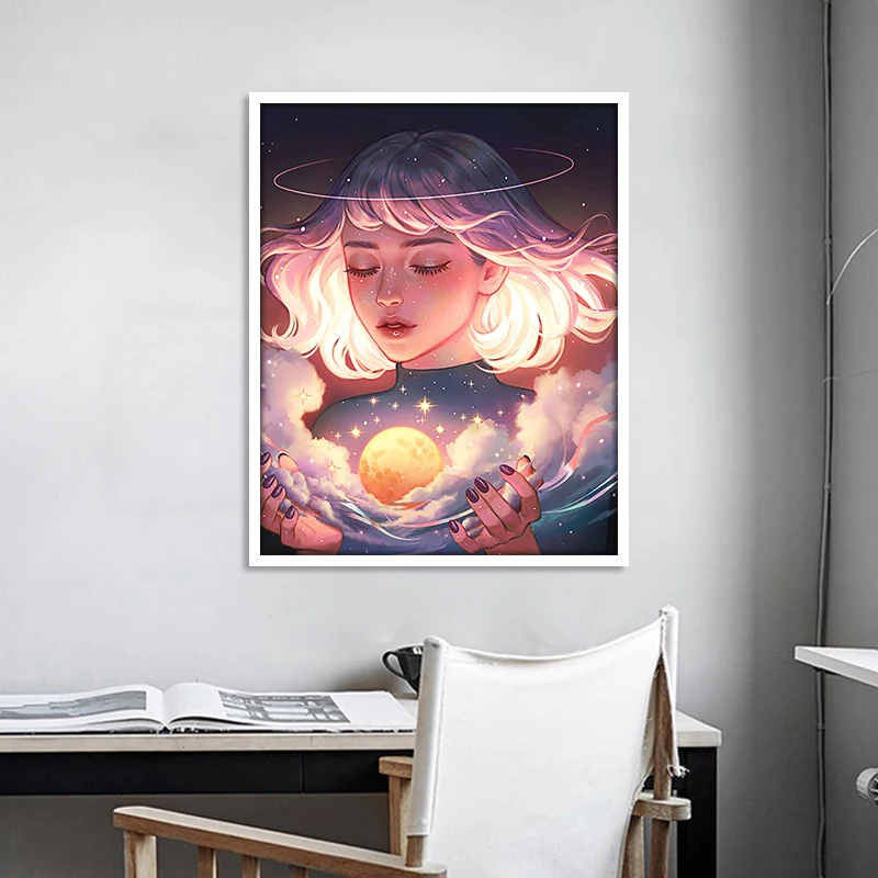 Плакаты аниме с изображением солнца луны туманности девушки персонажа