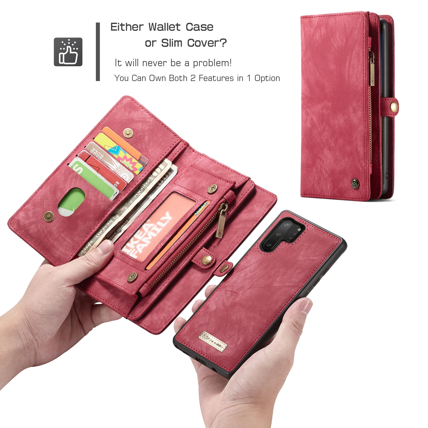 Флип Бизнес кожаный чехол для samsung Galaxy Note 10 Plus съемный магнитный кошелек на молнии