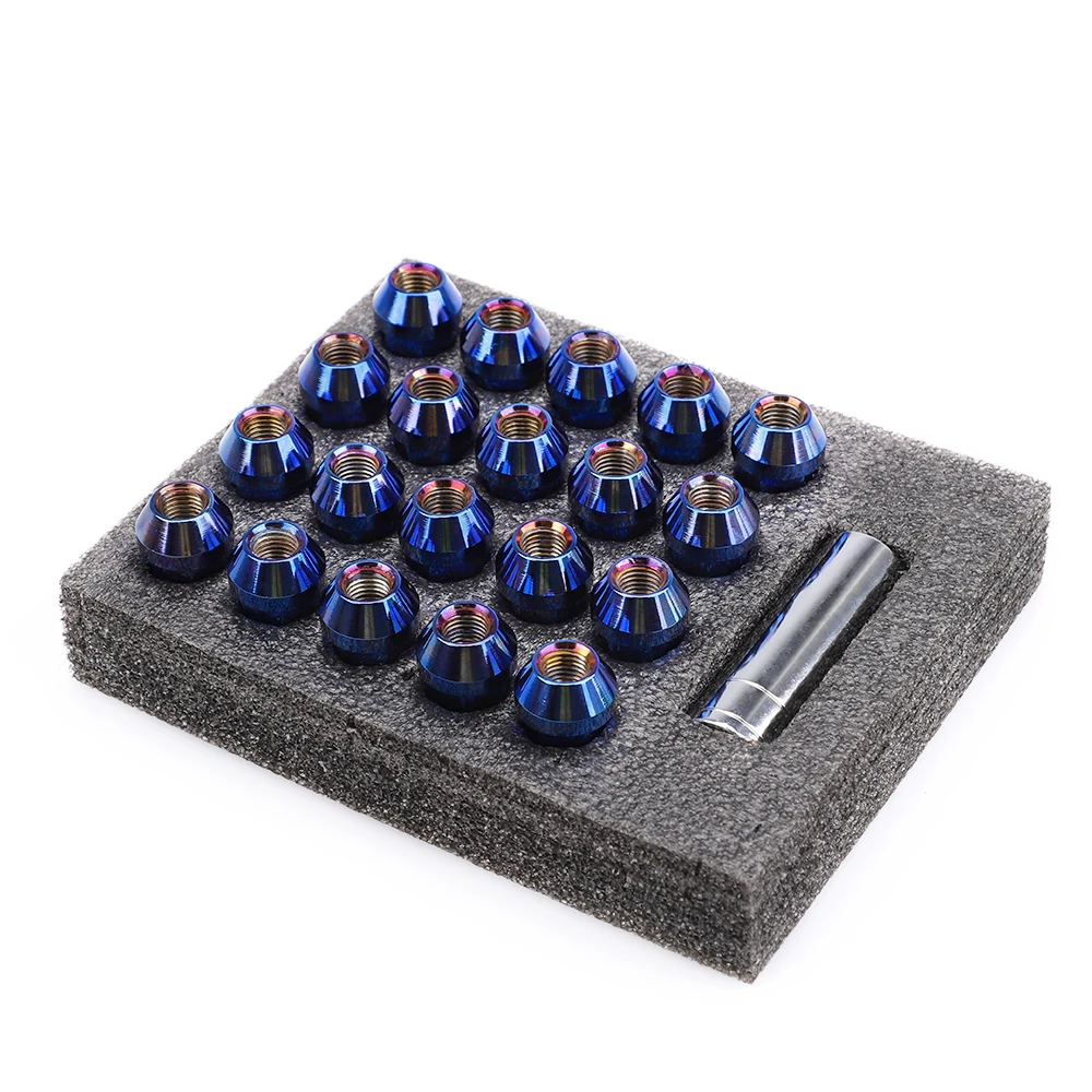 20 шт Bluing цвет M12* 1,5 рифлёные гайки аксессуары JDM длина 50 мм 7075-T6 Алюминиевый конический вкладыш гайки колеса