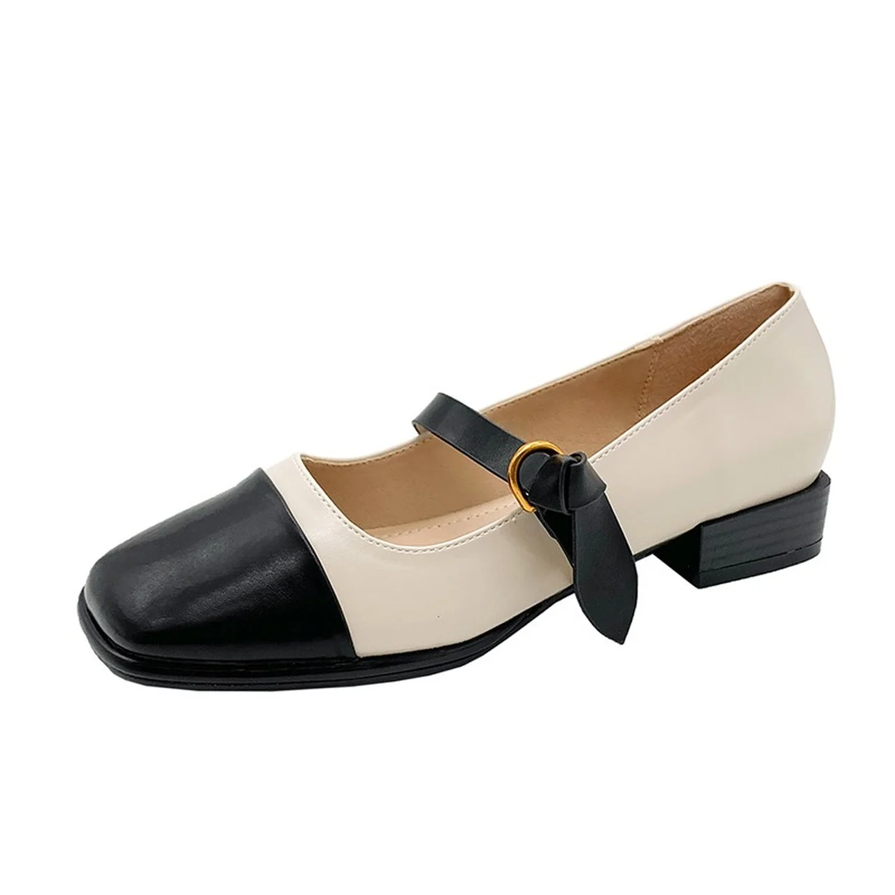 

Rimocy Mix Color Low Heel Mary Jane Shoes for Women Soft Pu Leather Square Toe Lolita Shoes Woman Shallow Ankle Strap Pumps