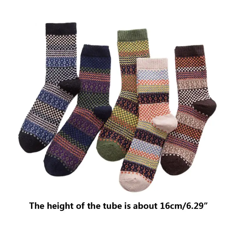 

5 Pairs Mens Wool Cashmere Socks Warm Winter Thick Business Vintage Comfortable