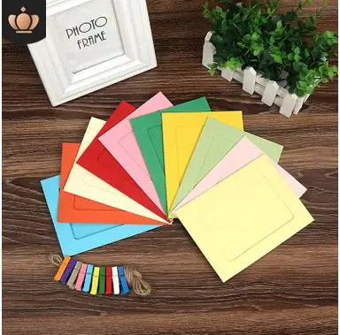 10PCs/set DIY Pink Blue Paper Frame with Clips and 2M Rope 6 Inch Wall Picture Hanging Photo Album Home Decorations | Дом и сад