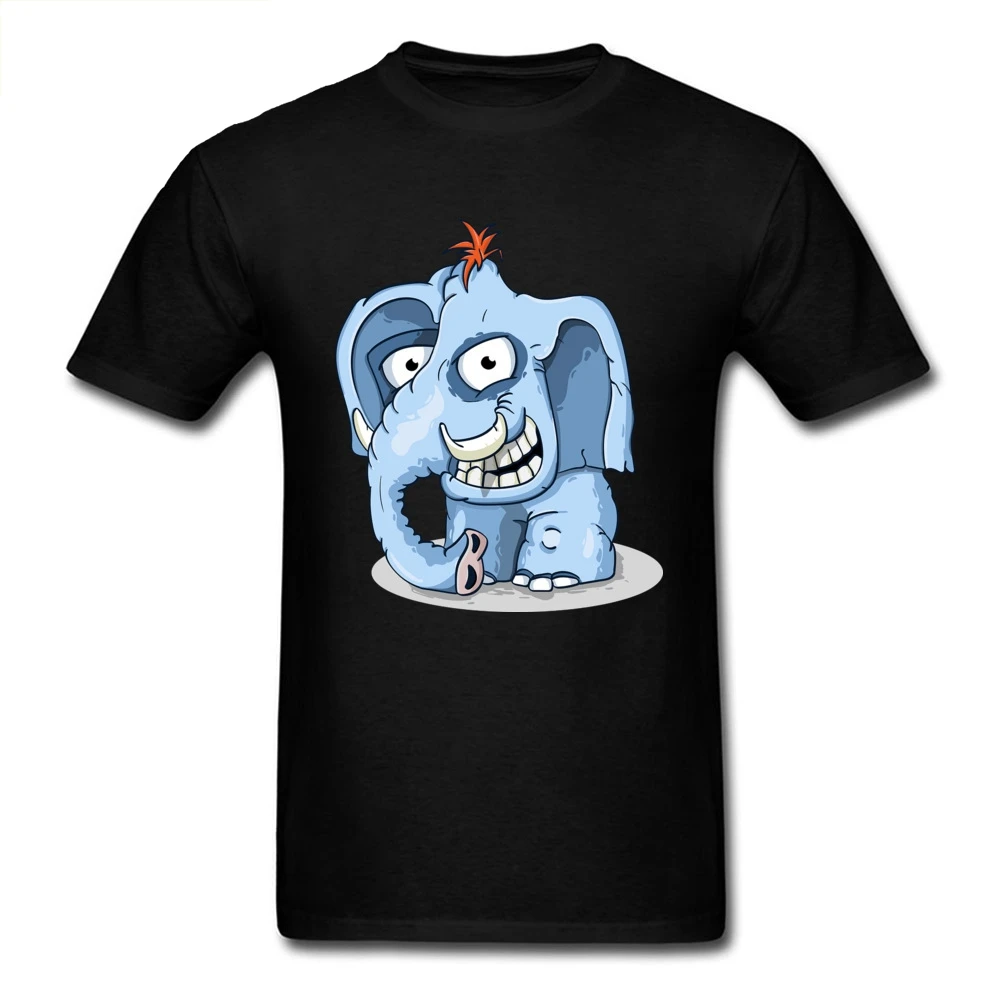 

Funny Tops & Tees Elephant Smile T Shirts Men's Crew Neck Tshirts Summer Fall Clothes Short Sleeve Hip Hop Cotton Fabric T-shirt
