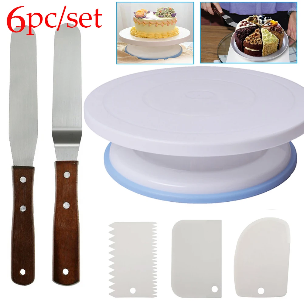 Поворотный стол для торта подставка основа пластиковый нож теста декоративный