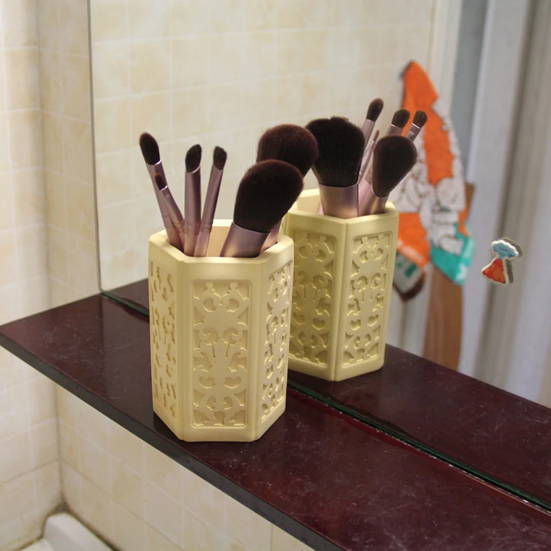 Pen Holder Plaster Molds Hexagon Concrete Silicone Mold Cement Clay Mould Container Vase | Дом и сад