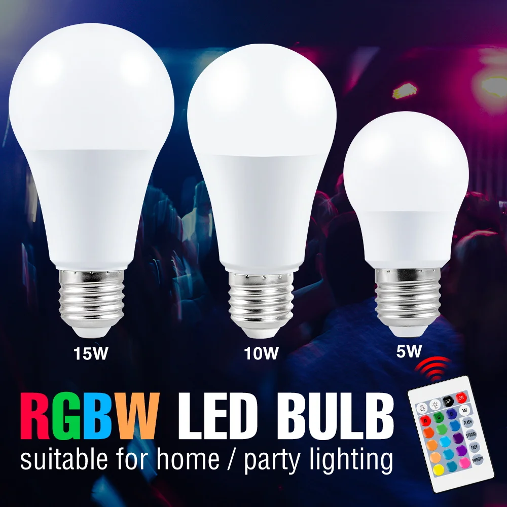 Led RGB Lamp Bulb 5W 10W 15W Lampada E27 Dimmable Smart Control Light 110V Color Changing RGBW Magic Home Party | Лампы и освещение