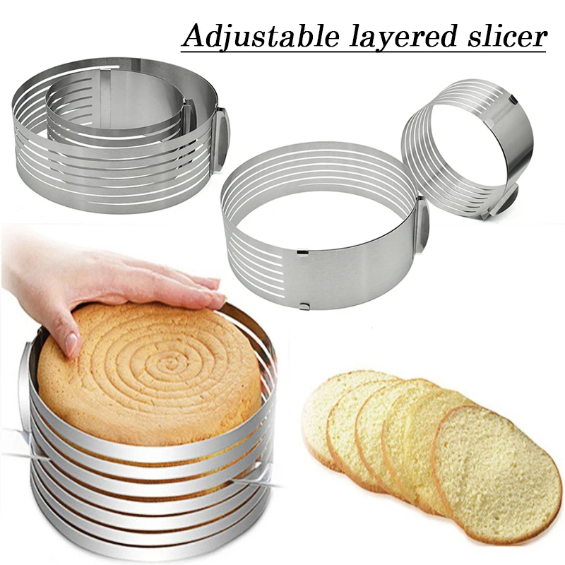 

Layer Cake Cutter Slicer Stainless Steel Adjustable Retractable Round Bread Cake Ring Slicer Baking Mold MDJ998