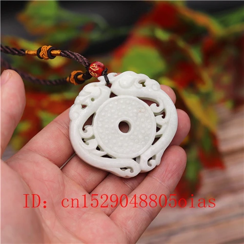 Натуральный белый китайский нефритовый дракон феникс кулон ожерелье очарование