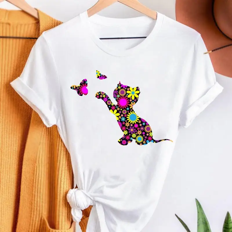 

Футболка женская летняя с коротким рукавом и графическим принтом, 2022