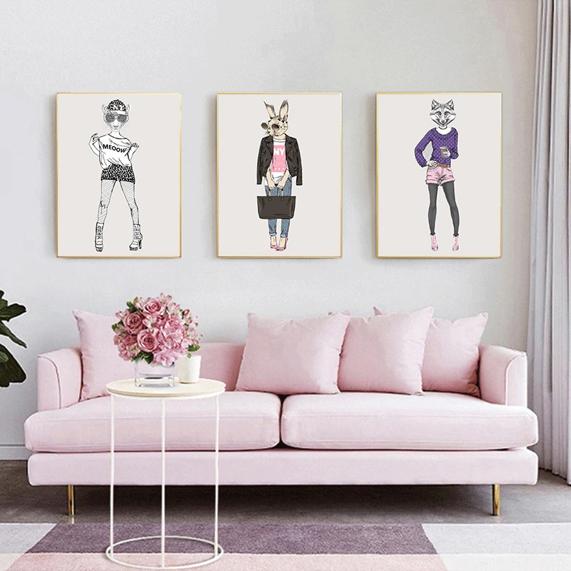 

Nordic Abstract Animal Poster And Prints Realism Canvas Painting Bedroom Girls Room Living Room Home Decor Wall Art Picture Gift