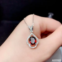 kjjeaxcmy fine jewelry 925 sterling silver inlaid natural garnet female pendant necklace luxury support detection