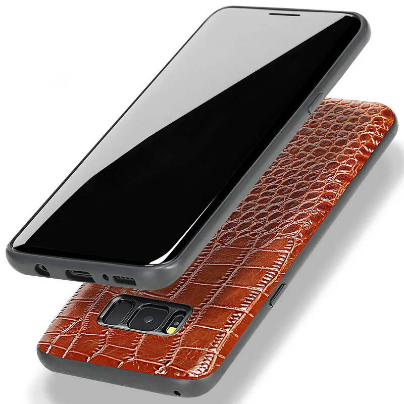 Кожаный чехол для телефона Samusng Galaxy S7 edge S8 S9 Plus из воловьей кожи с крокодиловой