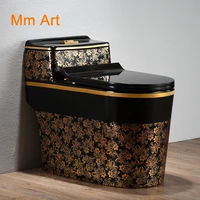 Singapore toilet siphon black gold color luxury new Chinese retro pumping personality creative ceramic toilet Luxury  fashion WC