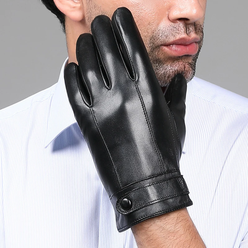 

Mens Touch Screen Gloves Leather Motorcycle Glove Outdoor Full Finger Cycling Mountain Guantes Men Genuine Leather Gloves NR210