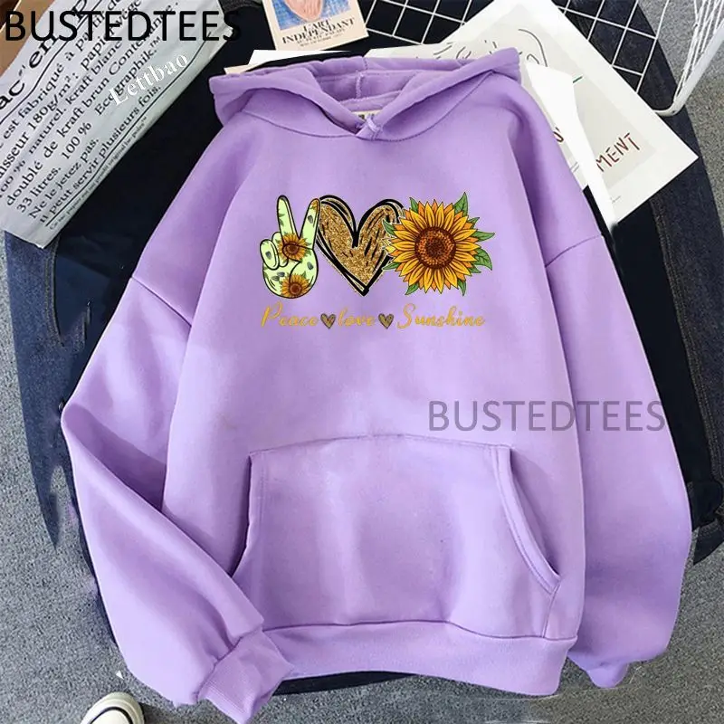 

Peace Love Sunshine Print Hoodies Autumn Winter Harajuku 2021 New Fashion Women Hoodies Funny Print Casual Hooded Sweatshirts