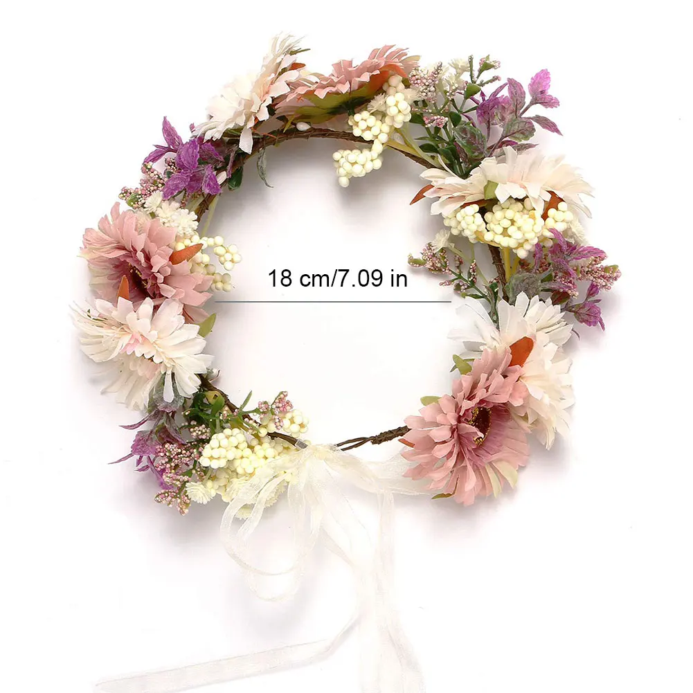 

Artificial Wreath Crown Daisy Flower Wedding Wreath Hairband Party Floral Girl Hair Accessory Flower Headband Garland Headpiece