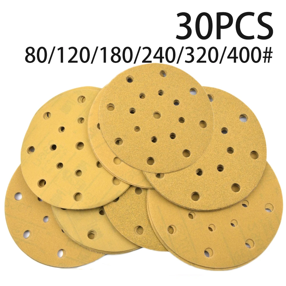 

30pcs 6in 150mm 17-hole 80-400 Grit Hook & Loop Dry Sanding Disc Round Sandpaper New And High Quality