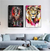 abstract colorful lion painting modern animal wall art picture cuadros for artwork canvas painting home decoration%ef%bc%8cposters