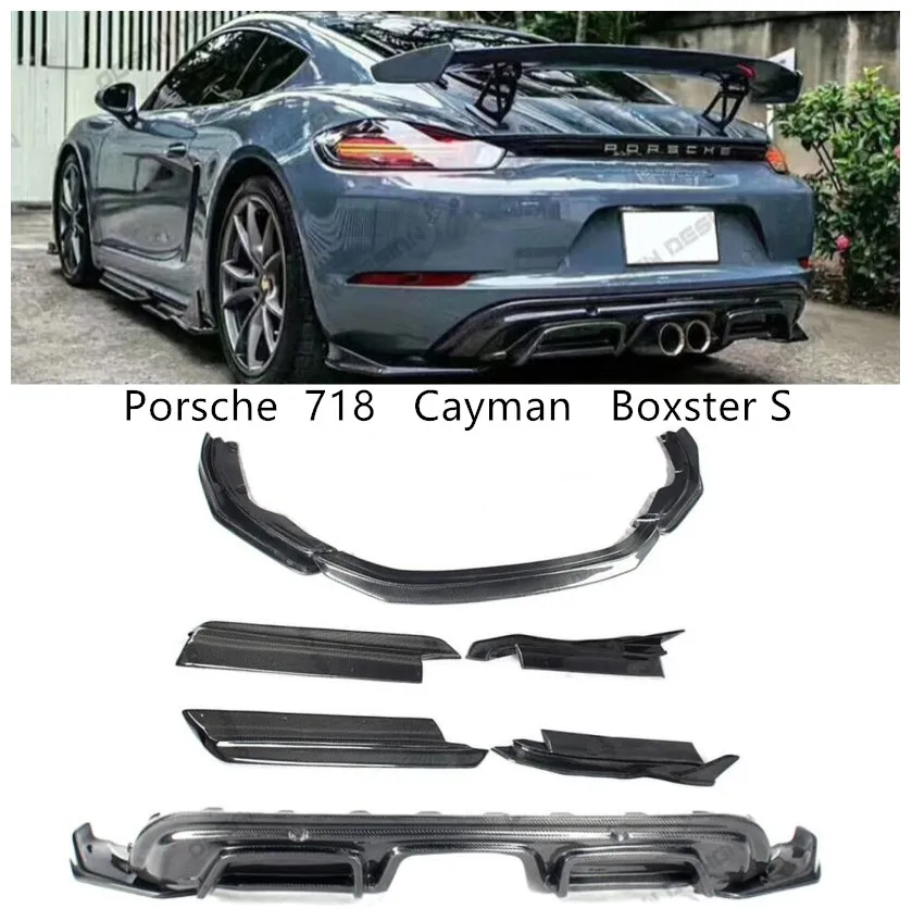 Front Rear Side Skirt Lip Spoilers For Porsche 718 Cayman Boxster S 2016 17 2018 2019 2020 Bumper Diffuser Carbon Fiber Spoiler |