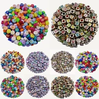 6mm7mm colorful letter loose square round flat beads diy crafts for jewelry making necklace bracelet pendant wholesale