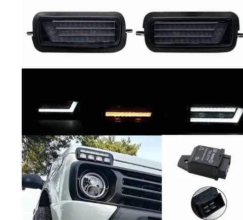 DRL AND Relay Для Lada Niva 4X4 URBAN 1995- боковой светодиодный DRL светильник s Белый бегущий Янтарный поворотник функция аксессуары светодиодный задний светильник реле - Цвет: DRL AND Relay