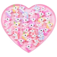 20pcslot lovely animal unicorn horse open kids rings for children girls adjustable acrylic jewelry birthday gift