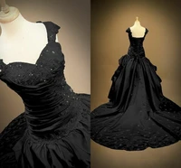 vintage black wedding dresses long 2020 gothic robe de marieespaghetti straps lace wedding gowns handmade formal bride dress