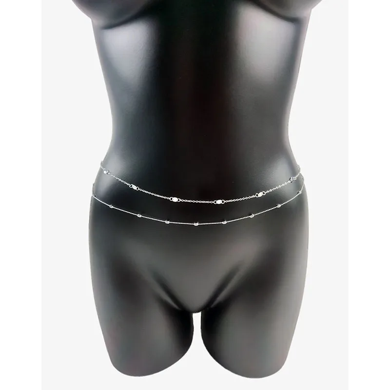 

2pcs Body Jewelry Bead Waist Chain for Women Pendant Belly Chain Punk Fashion Bikini Sexy Dress Beach Accessories Goth Gift Best