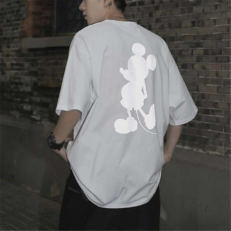 Мужская Повседневная футболка с короткими рукавами принтом Микки Мауса