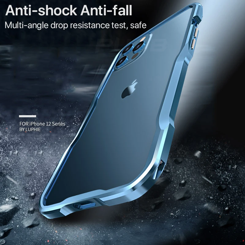 

Luxury Square Metal frame phone Case For iPhone 12 mini Pro MAX New Supercar concept shockproof frame Case for iPhone 12 Pro Max