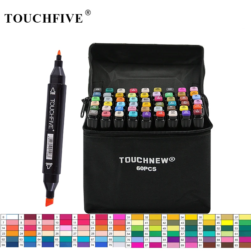 TouchFIVE 30/40/60/80 Цвета маркер для рисования на спиртовой основе Маркеры Набор ручек