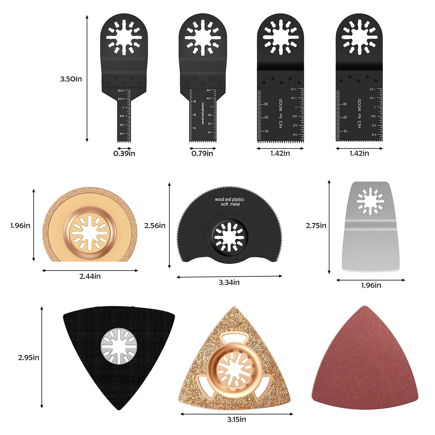 

34 Pcs Oscillating Saw Blade Set Multitool Renovator Precision Saw Blades with Finger Sand Paper for Metal/PVC/Wood/Tile Cut
