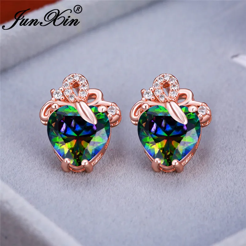 Mystic радужные серьги с кристаллами огня розовое золото свадебные гвоздики