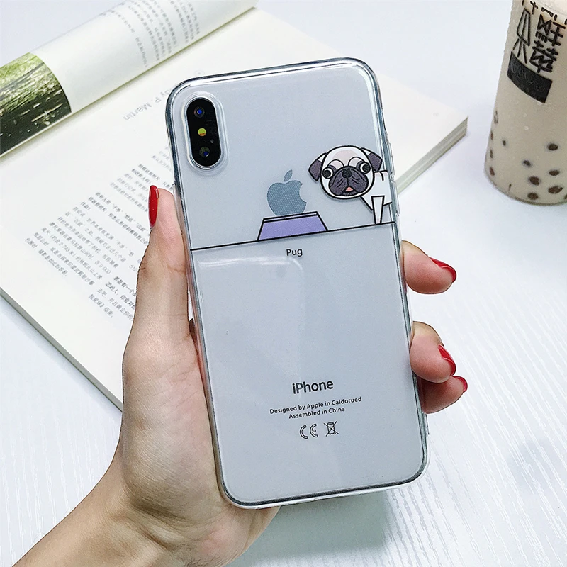 Креативный веселый рисунок питомца собаки на чехле для телефона Apple для iPhone 6 6S 7 8 PLUS X XR XS MAX, противоударный, полностью прозрачный.