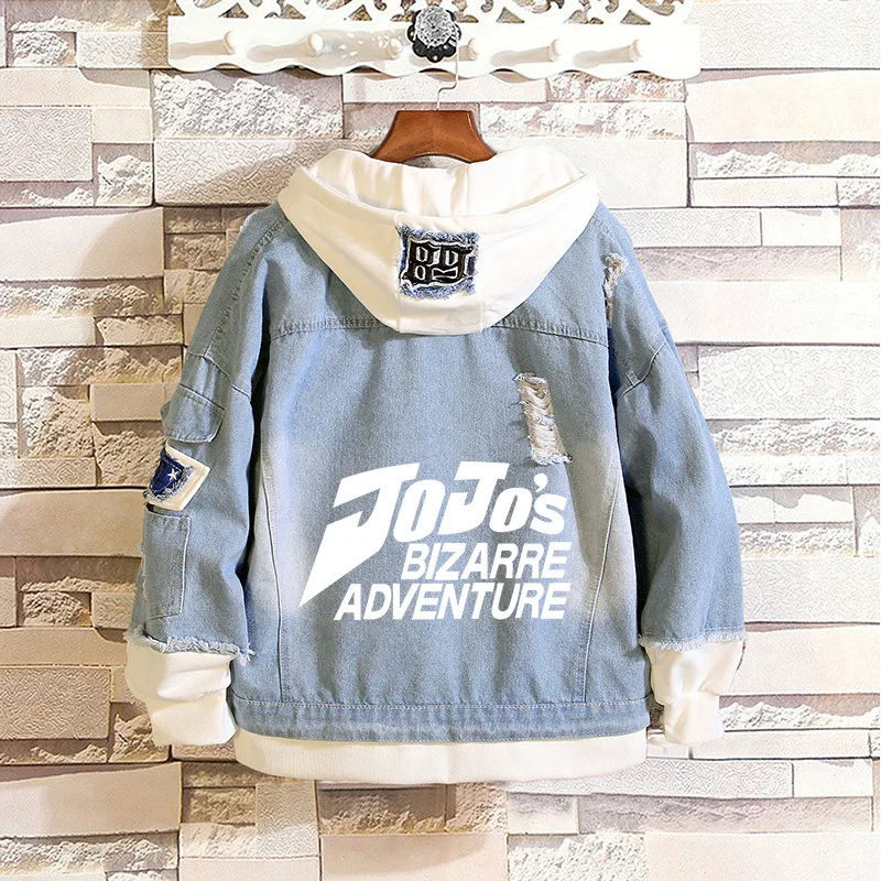 Джинсовая куртка с капюшоном для косплея на весну/осень|Мужские толстовки и