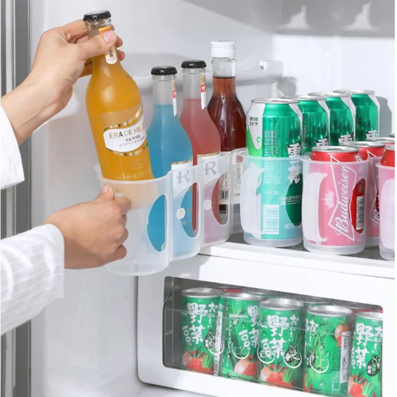 4-hole Refrigerator Storage Box Beer Beverage Kitchen Accessories Cola Organizer Household Save Space Stackable | Дом и сад