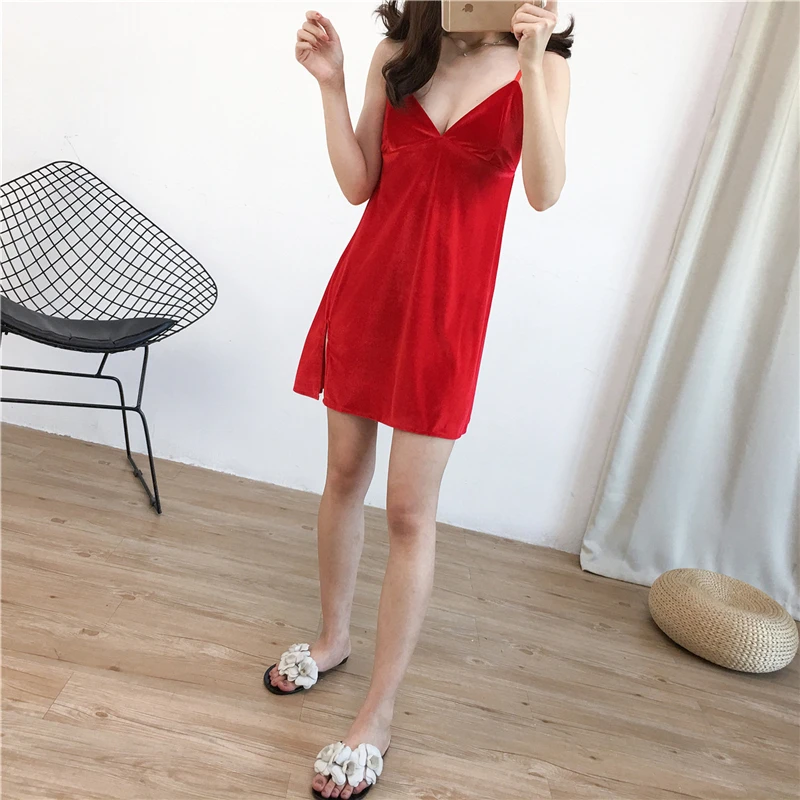 Домашний сервис осень и зима женская сексуальная ночная рубашка с v образным