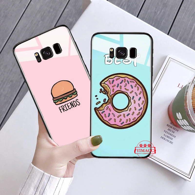 Лучшие Друзья Девушки пара Стекло чехол для samsung S7 край S8 S9 S10 плюс S10E Note 8 9 10 A10 A30 A40