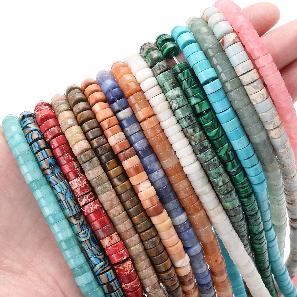 Бусины из натурального камня 3x6 мм вафельные Агаты авантюрин кристалл малахит