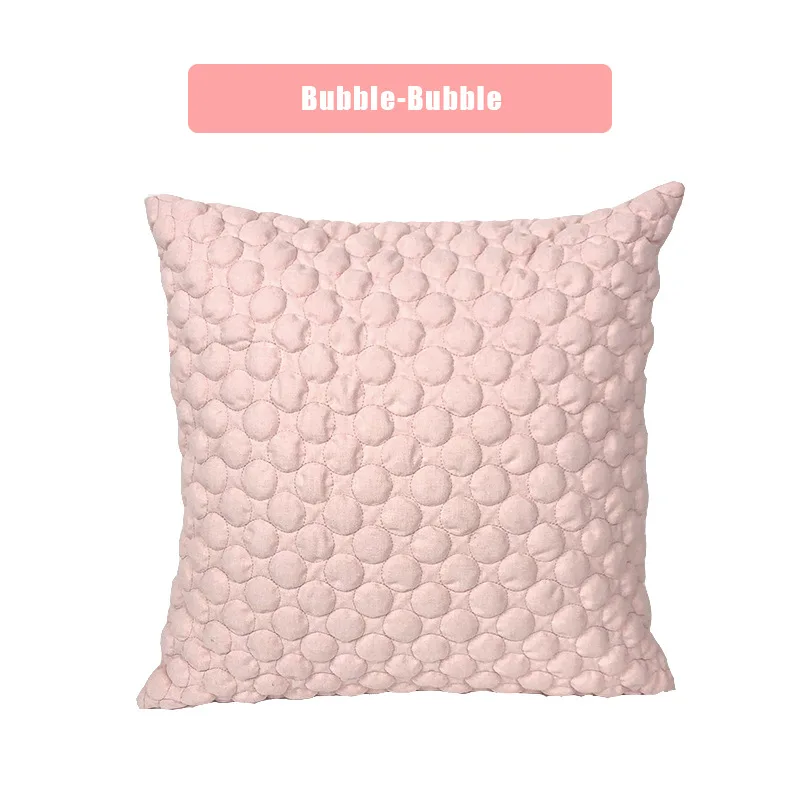 

50x50cm color cotton hemp circle bubble quilted pillow cover sofa decoration solid color cushion cover wholesale