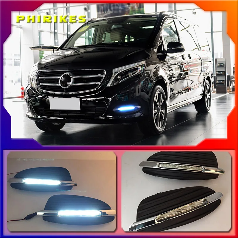 

Светодиодные дневные ходосветильник, 2 шт., автомобильные аксессуары, 12 В DRL Противотуманные фары для Mercedes Benz V-Class Vito V250 V260 2016 2017 2018