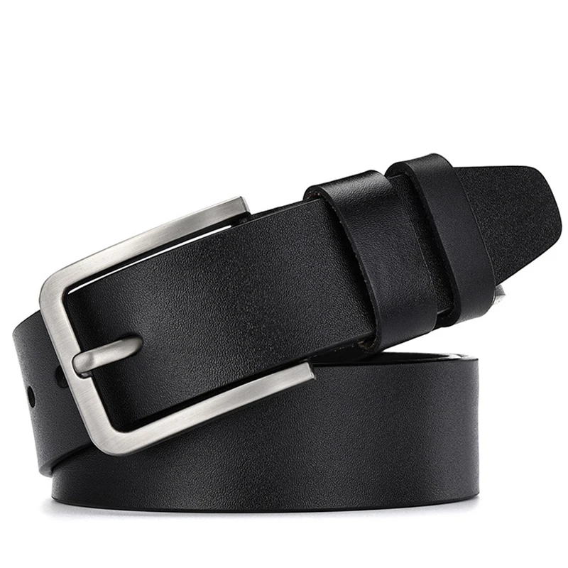 

Fashion Men's Genuine Leather Belts Vintage Leather Trousers Belt For Men Metal Pin Buckles Male Western Waistband Brand Strap